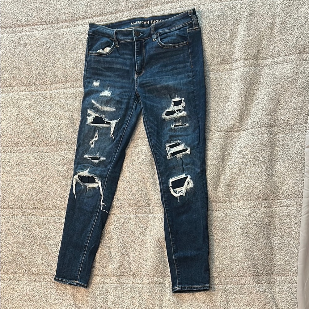 American Eagle Outfitters Blue Skinny Jeans Distressed